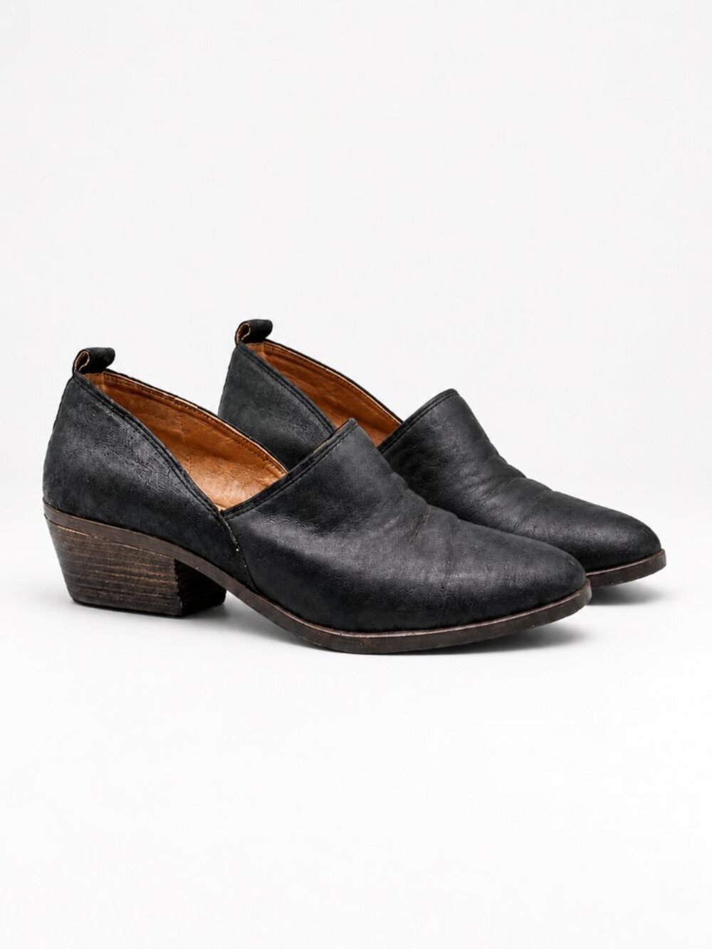 Lucky Brand Morriah Black Leather Low Ankle Booties 8 Western Shooties